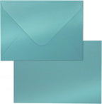 Shimmery Blue Envelope A7-100 PCS Goefun V Flap Invitation Envelopes for Wedding, Announcements, Mailing, Greeting Cards, 5.25 x 7.25 inches