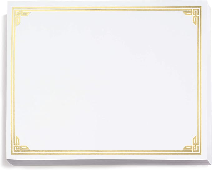 PaperDirect Gold on White Classic Specialty Certificates, 8½ x11, Foil Accents, 50 Count, Certificates And Awards Paper, For School, Work, Diplomas & Award Certificates