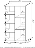Furinno LUDER Book Shelf, 7-Cube Bookshelf, Bookcase, 9.4" x 19.5" x 41.7", for Living Room, Bedroom, Home Office, Sage Green