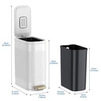BETHEBEST Bathroom Trash Can with Lid,Soft Close,Step Pedal,4 Gallon/15Liter Small Gargebe Can with Removable Inner Bucket,Stainless Steel Trash Can for Bathroom,Office,Bedroom(White)