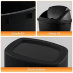 Uumitty 4 Packs 13 Gallon Plastic Tall Swing Top Garbage Can, Swing Lid Kitchen Trash Can, 25.6 Inch High, Black