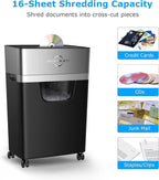BONSEN 16-Sheet Heavy Duty Paper Shredder for Office, 60-Minute Running Time Cross-Cut CD Shredder with 60dB Low-Noise, 5.3-Gallon Pull Out Bin, Anti-Jam & Quiet Shredder for Home Office (S3102)