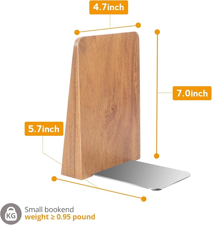 DRELIFAM Walnut Book Ends Heavy Duty Handmade Bookends for Shelves Book Ends Decorative to Hold Heavy Books (Walnut Wood Large)