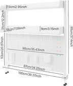 Dlinanta Clamp-On Pegboard Desk Organizer, 2-Tier Clamp On Desk Shelf with Hooks, Office Accessory Organizer for Books, Office Supplies & DIY Storage, 16.5lbs Capacity, 39.37" x 37.4", White