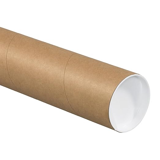 AVIDITI Cardboard Tubes with Caps, 24"L x 4"W x 4"H, Pack of 12 | Poster Tube for Mailing and Storage of Blueprints, Artwork, Crafts, Long Art Holder, 24 inches