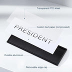 Plecterco 4 Pcs Office Door Signs - 8" x 3" Curved Name Plate Holders for Office, Wall-Mount Door Signs with Plastic Film and Adhesive Tape (4, Black)