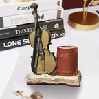 Jaugufiy Resin Violin Sculpture Pen Holder Pencil Holder Pen Organizer Cosmetic Brush Holder Decorative Pen Box Pen Pot Makeup Brush Pot (Red)
