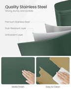 SONGMICS Trash Can with Lid, 8 Gallon Garbage Can, Stainless Steel Small Waste Bin with Step Pedal and Inner Bucket, Soft Close, Kitchen, Retro Green ULTB003C01