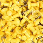 JAM PAPER Colorful Push Pins - Yellow Pushpins - 100/Pack