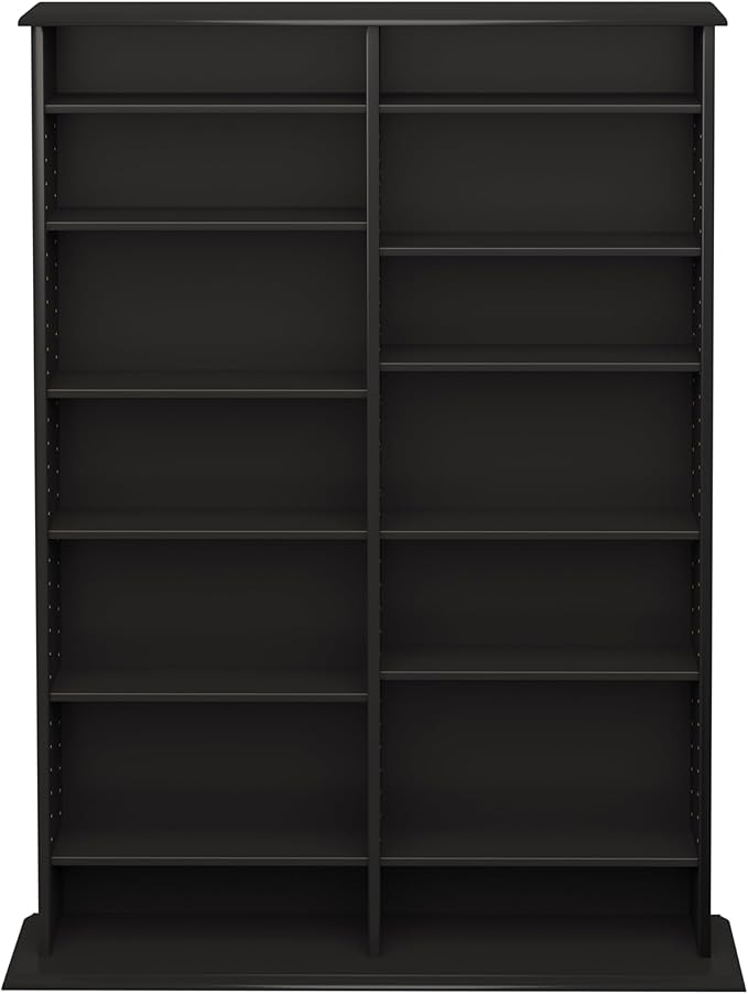 Prepac 2 Column Display Cabinet Media Storage, Double Width Wall, Black