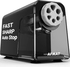 AFMAT Electric Pencil Sharpener Heavy Duty, 6 Holes, Auto Stop Pencil Sharpeners for Classroom, Electric Sharpener for 6-11mm Colored Pencils, 7000 Sharpenings, Fast Sharpen, Save Pencils PSX1