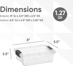 Superio Clear Storage Boxes with Lids, 1.27 Quart Plastic Container Bins for Organizing, Stackable Crates, BPA Free, Non Toxic, Odor Free, Organizers for Home, Office and Dorm, 4 Pack