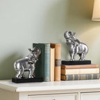 MXARLTR Elephant Book Ends Decorative, Bookends for Shelves, Book Ends for Heavy Books with Anti-Slip Pad for Book Lovers Heavy Book Holder for Home Office Decor (Silver)
