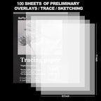 Tracing Paper 8.5x11 inch, 100 Sheets Transparent Vellum Paper for Tracing Pads, 38lb/60gsm Translucent Tracing Paper for Pencil, Marker and Ink，Trace Images, Sketch, Preliminary Drawing, Overlays.