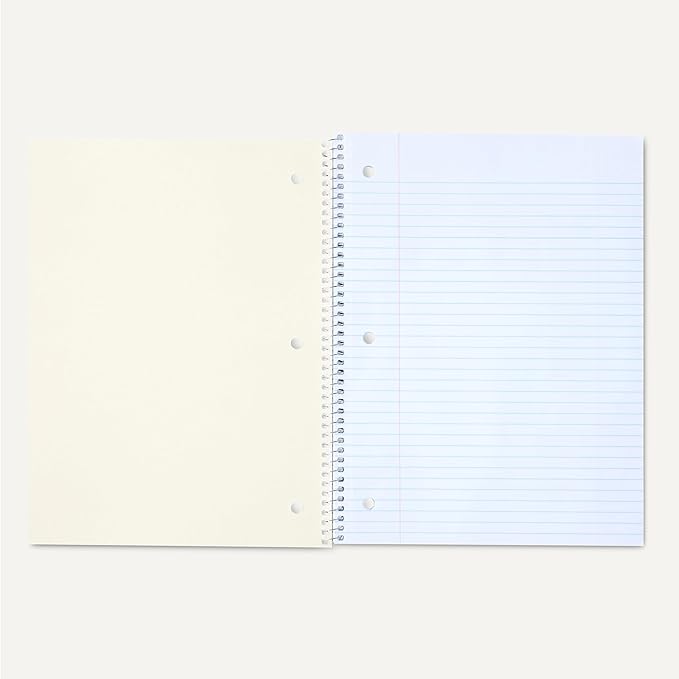 Amazon Basics Wide Ruled Spiral Notebook, 70 Sheets, 7-1/2" x 10-1/2", 3 pack, Assorted Primary Solid Colors
