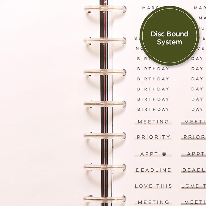 Happy Planner Undated Plans + Notes Monthly Planner Notebook Journal, 12-Month Planner, Modern Texture, Classic Size, 60 Pages, 4 Dividers, 4 Sticker Sheets, 7" x 9.25"