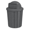 Campus Collection 42 Gallon Slated Circle 100% Recycled Plastic Heavy Duty Outdoor Trash Can with Push Open Dome Lid and Internal Liner - Great for Schools and Businesses - Dark Granite