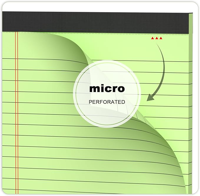AILZFEI 6pcs Small Note Pad 5x8 College Ruled Green Legal Pads Paper Notepads 6 Pack Study Back Writing Pads 5 x 8 Legal Pads Perforated Narrow Ruled Pads of Paper Green