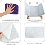 Vuzvuv Grey 28"x16" Large Cork Board with 50 Push Pins & Sticky Notes, Self-Adhesive Bulletin Board for Wall, Felt Pin Vision Board for Paste Notes,Schedules Offices Home