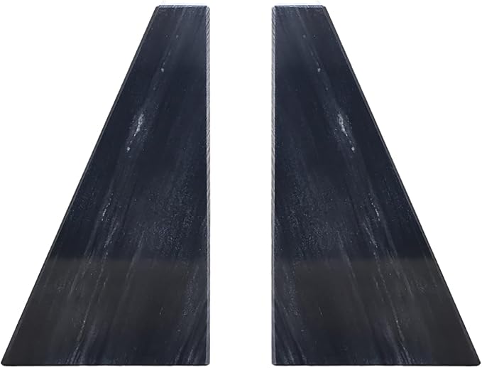 Fox Run 100% Natural Polished Marble Bookends, Black, Set of 2, Smaller Triangular