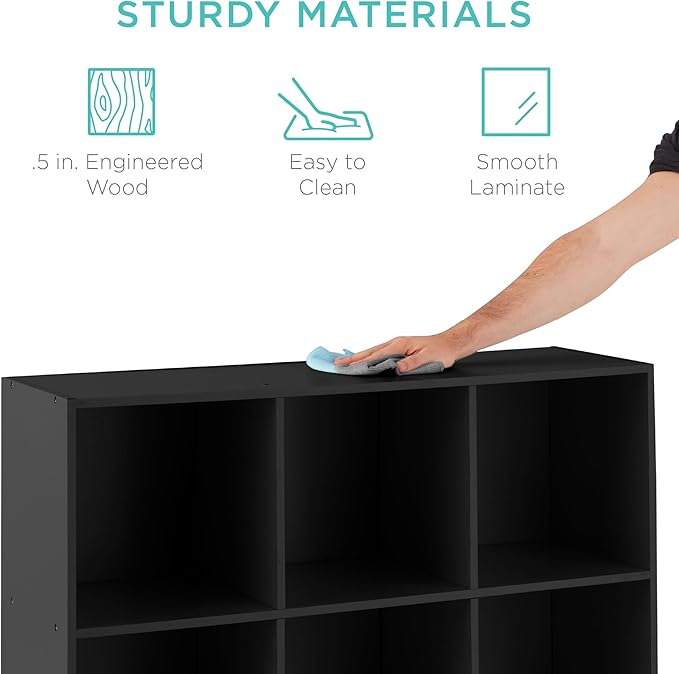 Best Choice Products 9-Cube Storage Organizer, 13.5in Shelf Opening, Bookcase, Display Shelf, Customizable w/ 3 Removable Back Panels – Black