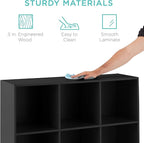 Best Choice Products 9-Cube Storage Organizer, 13.5in Shelf Opening, Bookcase, Display Shelf, Customizable w/ 3 Removable Back Panels – Black