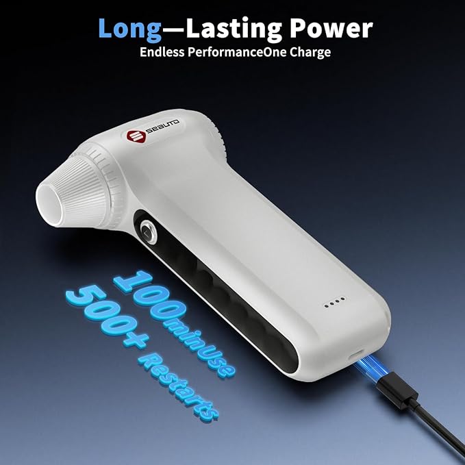 Electric Air Duster 200000RPM Brushless Motor, Cordless Compressed Air Blower with 4 Nozzles & 2 Brushes, 85m/s Powerful Rechargeable Cleaner for PC, Car, Keyboard & Electronics (Frost Silver)