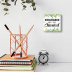Entrepreneur Wooden Block Sign Remember Why Quote 5x5x1 INCH Sign, Office Motivation Decor, Business Desk Tabletop Shelf Decor
