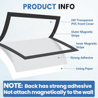 NUITPY 5 Pack Magnetic Sign Holder, 8.5in x 11in Self Adhesive Wall Mount Magnetic Document Holder, Magnetism Border Sign Holder with Transparent PVC Front Cover