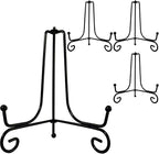 HENABLE 4PCS Premium Black Iron Plate Stands for Display 6 Inch, Decorative Solid Metal Plate Holders for Displaying, Mini Easel, Frame, Book, Card, Plaque, Bowl, Picture Stands for Display