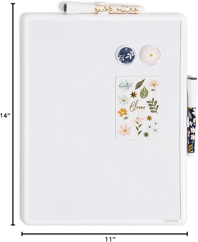 U Brands Contempo Magnetic Dry Erase Board White Board Kit, Set of 19, 11” x 14”, Fall Floral, Includes Magnets, Markers