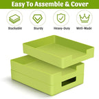 AZFUNN Letter-Size Tray Desk Letter Tray Paper Tray, Sturdy Heavy-Duty Plastic Printer Paper Tray, Single-Tier Stackable File Storage Organizer for Office Home (1, Green)