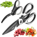 Titanium Coated Kitchen Shears by Gidli - Liftime Replacement Warranty* - Includes Seafood Scissors As a Bonus - Heavy Duty Utility Titanium All Purpose Ultra Sharp Scissors for Food/Cooking