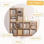 NELYE 8 Cube Organizer Bookcase - Fabric Storage Bins Container, Open Shelf Simple Compartments Bookshelf, White