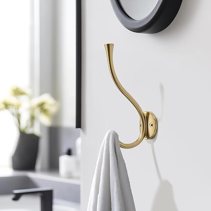 Sailing 3 Pack Coat Hooks - Champagne Bronze Coat Hooks Decorative Wall Hooks for Bathroom Living Room Bedroom Hanger for Robe Dressing Room Fitting Room