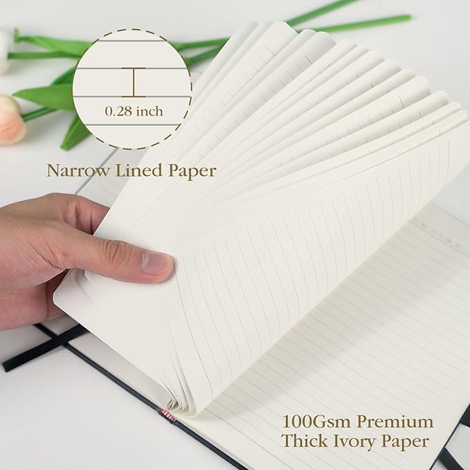 ONAVIA A5 Lined Journal Notebook - 100 GSM Thick Paper, 8 Pack Hardcover Journaling Notebooks for Writing, Work, Travel, School, College Ruled Journals for Women Men, PU Leather Note Books, 5.5”x8.3”