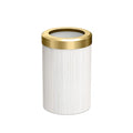 Round Wastebasket 11.875" H White Oak/Brushed Brass Lid