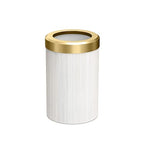 Round Wastebasket 11.875" H White Oak/Brushed Brass Lid