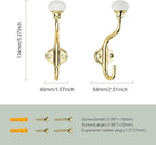 TUNNY Coat Hooks - 5 Pack Polished Gold Towel Hooks Robe Hooks Decorative Wall Hooks for Bathroom Bedroom Kitchen Towel Robe Clothes Cabinet Closet Bathroom Hardware