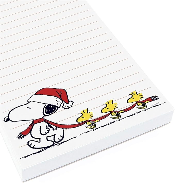 Graphique Snoopy Scarf Train Magnetic Notepad | 100 Tear-Away Sheets | Grocery, Shopping, To-Do List | Writing Pad for Fridge, Kitchen, Office | Lined Paper | Great Gift | 4” x 9.25”