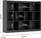 DIYART Black Bookshelf, Wood Bookcase with 3 Tier Open Shelves, 10-Cube Minimalist Storage Shelf for Living Room, Bedroom, 55.1" W x 42.5" H