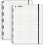 WRENBEN A5 Spiral Notebook 120gsm Graph Paper Notebook 160 Pages Per Hardcover Grid Notebooks 5.7 x 8.3 Inches (2 Pack)