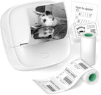 Gloryang JD-23 Sticker Printer, Mini Portable Thermal Printer Print Pod, Inkless Bluetooth Label Maker with Smart App for Phone & Tablet for Office & Home Use, 2 Rolls Sticker Paper, White