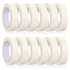 HOFURME 12 Rolls Masking Tape Bulk 1 Inch White Beige Masking Tapes for General Purpose, Craft, Art, Home, Office, School, 1 Inch x 55 Yards