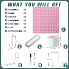 MULSAME Pegboard Combination Kit, 25.2" x 25.2" Wall Mounted Storage Set with 4 Pegboards & 20 Accessories Hanging, Peg Boards Organizer
