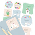 Large Name Labels for Kids (33) - Custom Stickers for Daycare and School Supplies - Durable, Waterproof Stickers for Water Bottles, Lunch Boxes, and More with Unique Designs - Llama
