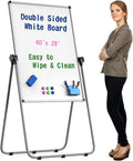 UIFER Double Sided White Board with Stand - 40x28 Portable Whiteboard Easel with Height Adjustable & 360° Rotation for Home Office Classroom, Standing Dry Erase Board for Presentation