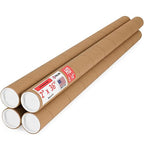 Paclord 2" x 36" Heavy-Duty Reinforced Cardboard Mailing Tube, Pack of 4 Tubes with 8 Caps – Secure USPS Approved – Great for Shipping and Storing of Prints, Artwork, Posters or Documents