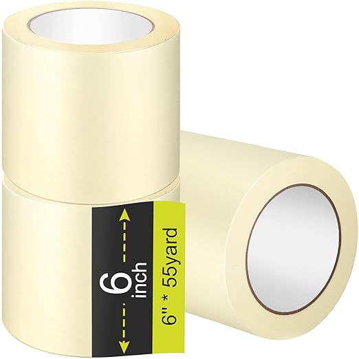 Fainne Masking Tape Bulk General Purpose Masking Painting Tape 55 Yards for Painting Home Office School Stationery Arts Crafts Basic Use, Easy Removal(3 Rolls,6 Inch)