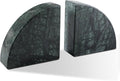 Karibiber Marble Bookend for Shelves, Non-Skid Bookends for Heavy Books, Heavy Duty Book Stopper for CDs, Luxury Book Shelf Holder, Quarter Circle Design Book Ends Decorative, Indian Green, Set of 2
